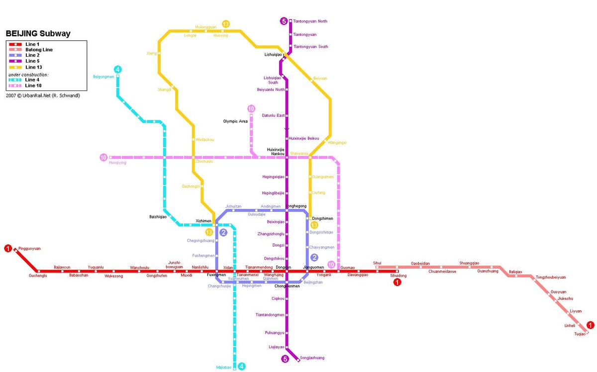 แผนที่ปักกิ่งเมืองใต้ดิน