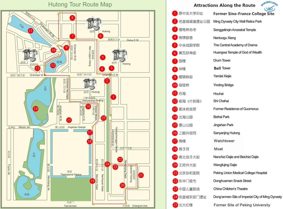 แผนที่ปักกิ่ง hutong