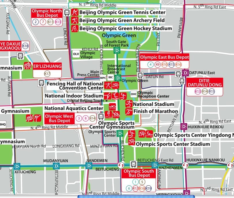 แผนที่ปักกิ่ง olympic วนสาธารณะ