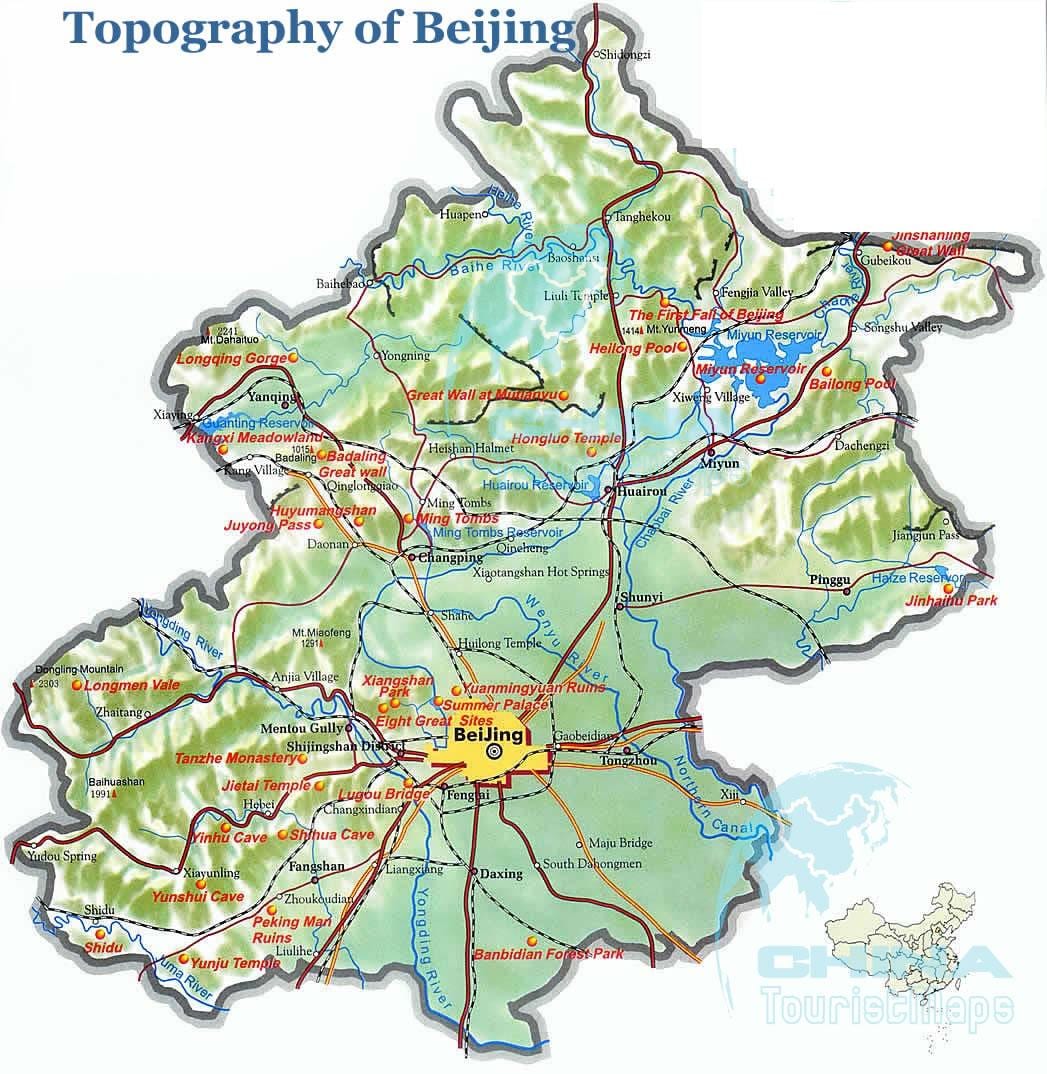 แผนที่ปักกิ่ง topographic